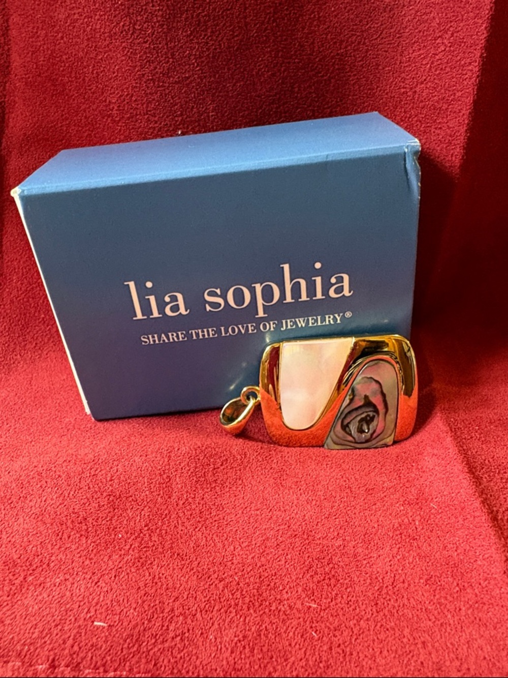 Lia Sophia Gold Tone Pendant with Iridescent Shell Inlay